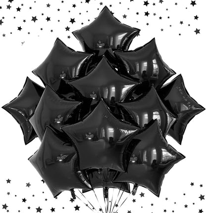 Black Star Balloons Set, Large Star Shaped Balloons by Adeyoo