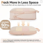 Veken 11 Set Compression Packing Cubes for Travel Essentials,Compressible Expandable Large Luggage Suitcase Organizer Bags for Clothing,Durable Space Saver Storage Bags with Toiletry Bags(Beige)