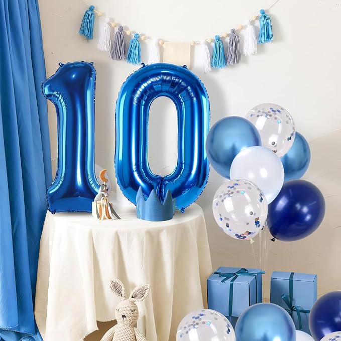 Dark Blue Number 10 Balloon, Large 40 Inch - Image 6