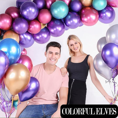12 Inch 100 Pcs Latex Metallic Chrome Dark Purple Balloons Helium Shiny Thicken - Image 4