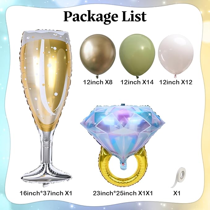 Sage Green White Gold Balloons - Image 2