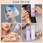 Pimoys Hair Oil Applicator Bottle for Scalp, Root Comb Applicator Bottles Hair Dye Squeeze Bottle Coloring Tools，2 Pack (Purple, White) with 4 Pointed Mouth Cover and Massage Comb