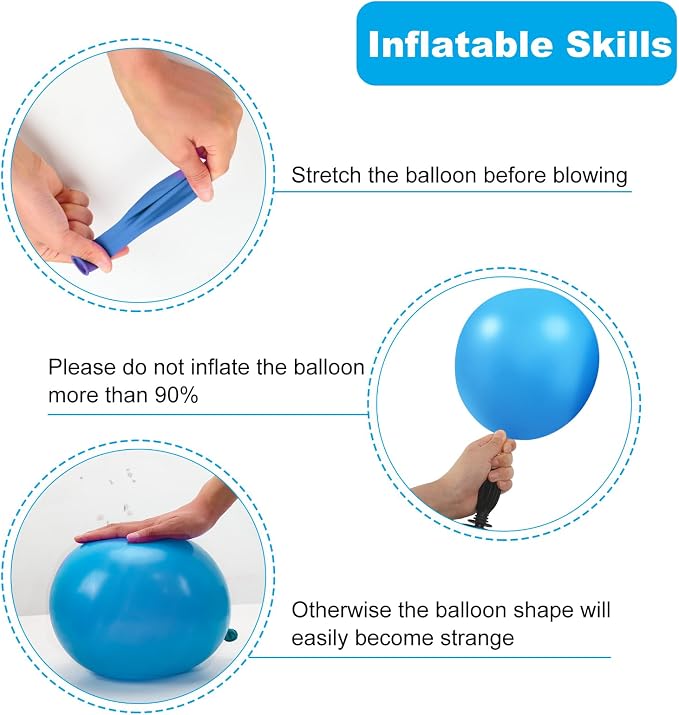 RUBFAC Blue Balloons, Light Blue Birthday Balloons 65pcs Pearl Pastel Party - Image 3