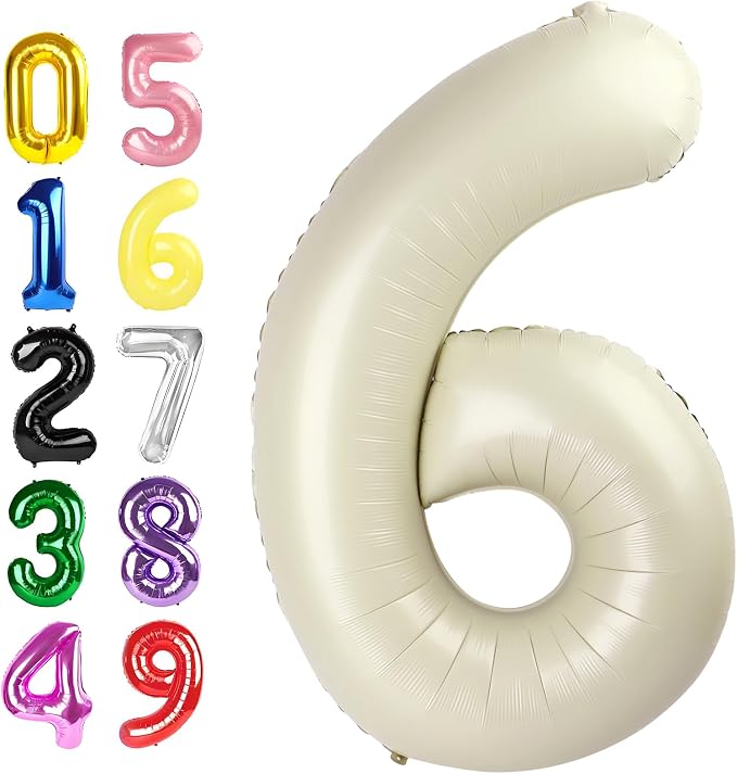 5 Number Balloons Cream 40 Inch Foil Balloon by Argthjy