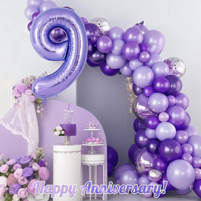 Purple Number 9 Balloon 40 Inch, Big Large Foil Helium Number Balloons - Image 6