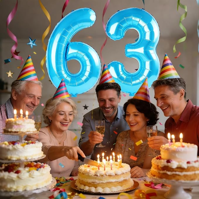 40 Inch Number 63 Balloons for 63rd Birthday Party Decorations, 0-100 Jewelry - Image 2