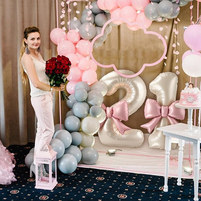 40 Inch Cream Number 1 Balloon - Image 6