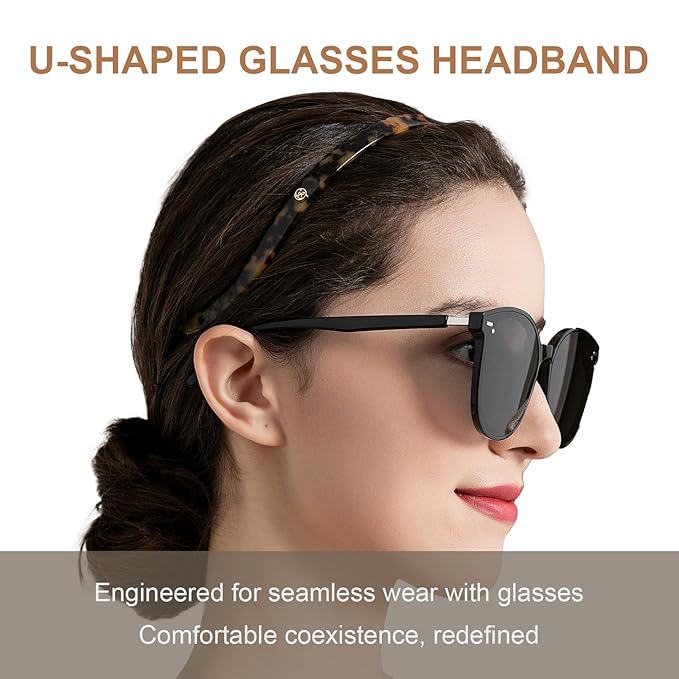 2 Pack Eyewear Headbands No Pressure,No Headache,Comfortable Hairbands for Womens Sisters Girls Gifts-Black,Tortoise
