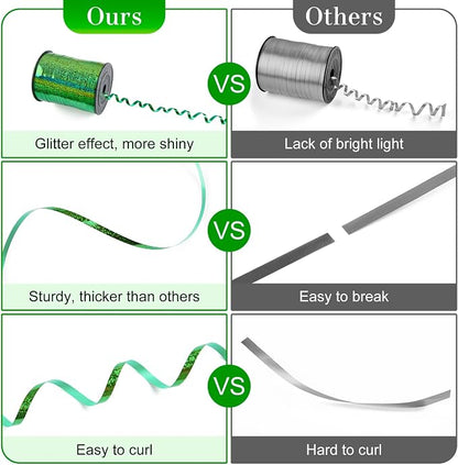 Green Curling Ribbon, 500 Yards, 1/5 Inch | Shiny, - Image 3
