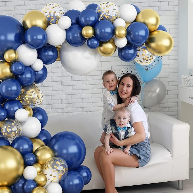 145PCS Navy Blue Gold and White Balloons Garland Arch Kit, 18 12 10 5 inch Navy - Image 6