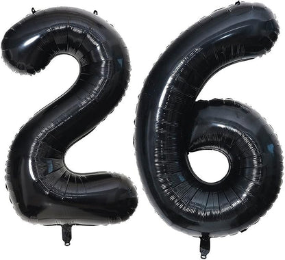 40 Inch Black 26 Number Balloons Giant 26 or 62 Balloons Black Birthday by LHOAVWE
