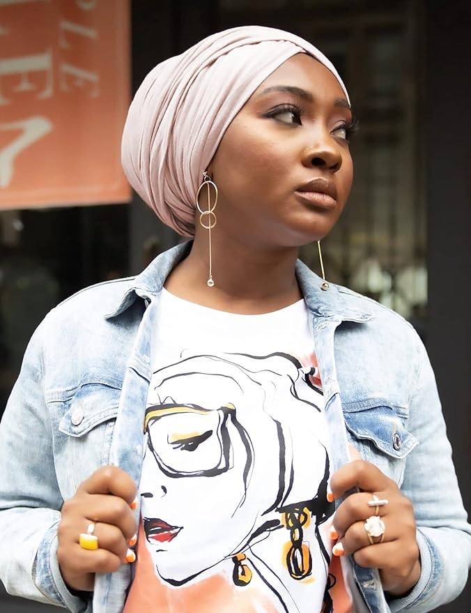 Harewom Head Wraps for Black Women Stretch Head Scarf Long African Hair Wraps Turban Headwraps Jersey Headbands