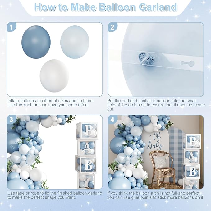 CROSSFINGERS Dusty Blue Balloon Baby Shower Decorations - Image 7