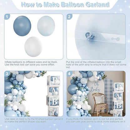 CROSSFINGERS Dusty Blue Balloon Baby Shower Decorations - Image 7