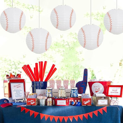 BEISHIDA 8Inch Baseball Paper Lanterns 12Pack Hanging Round Chinese Lantern | - Image 6