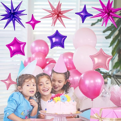 Hot Pink Purple Star Balloons, 22/18/10 Inch Foil Balloons, Four-Pointed Balloon - Image 6