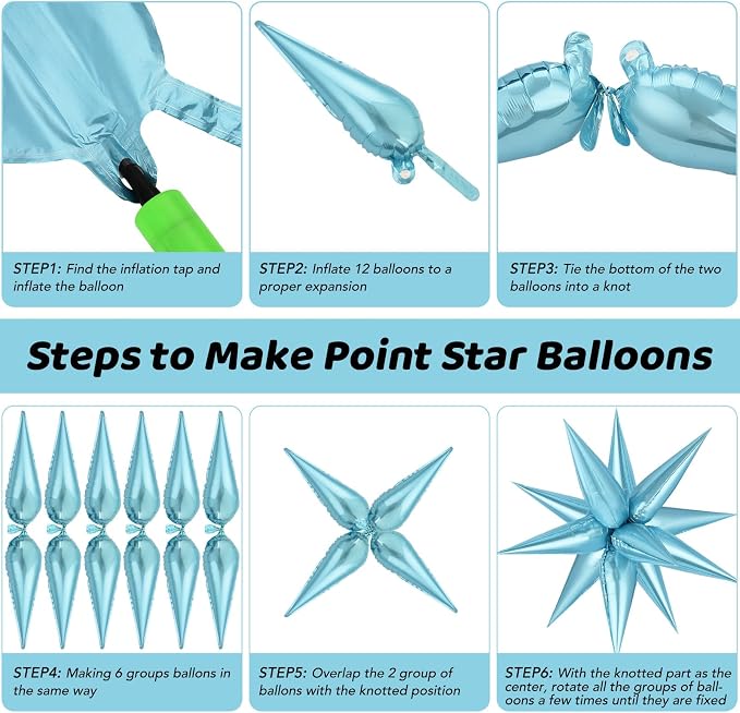 Light Blue Star Balloons, Frozenn Party Decorations Supplies, Birthday Wedding - Image 7
