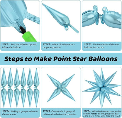 Light Blue Star Balloons, Frozenn Party Decorations Supplies, Birthday Wedding - Image 7
