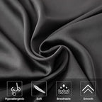 Mulberry Silk Pillowcase for Hair and Skin,Queen Size Cooling Silk Pillow Case with Hidden Zipper,Allergen Proof Dual Sides Soft Breathable Smooth Silk Pillow Cover for Women(Queen,Black)