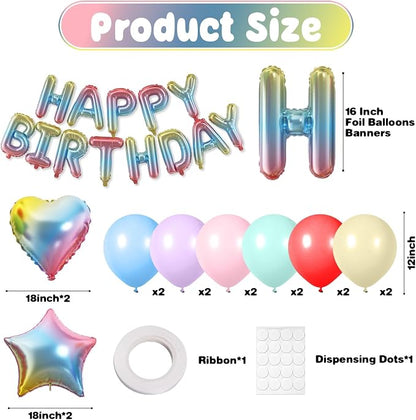 29PC Gradient Happy Birthday Balloon Banner, 16 Inch 3D Letter Banner Sign - Image 2
