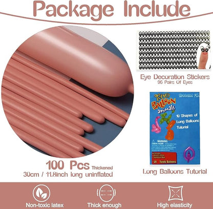 260 Balloons Dusty Pink, Thickened 100 Pack Long Balloons Twisting Skinny Magic - Image 2