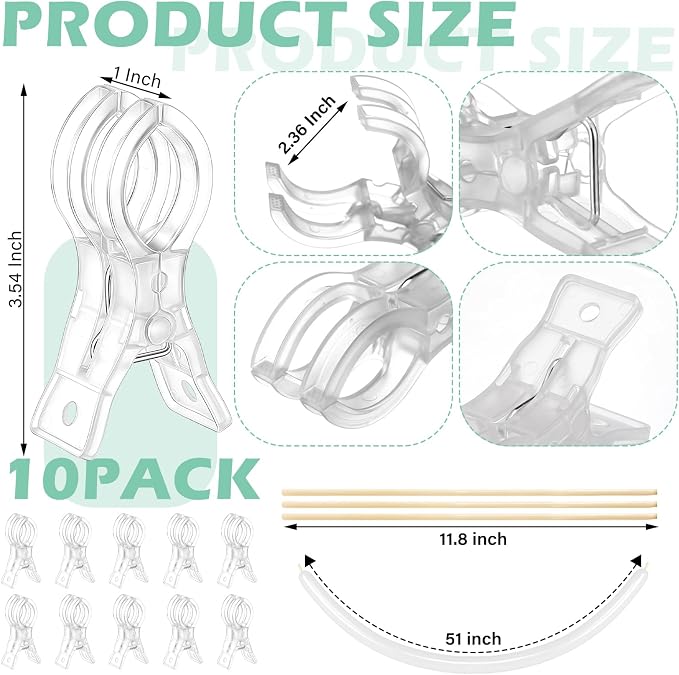 10 Pack Large Balloon Arch Clips Plastic Transparent Backdrop Spring Clamps 3.5 - Image 3