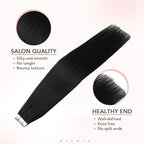 Sindra Invisi Edge Tape in Human Hair Extensions, Jet Black Invisible Seamless Hair Tape in Extensions 18 Inch 20pcs 50g/pack