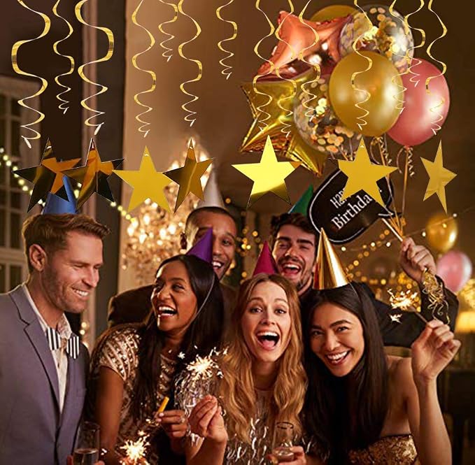 BEISHIDA Gold Star Hanging Swirl Decorations, Hanging Gold Party Supplies - Image 4