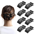 8 Pack French Flat Hair Clips for Women – Large Matte No-Slip Claw Barrettes for Thick & Thin Hair, Strong Hold Styling Accessories (Glossy Black)