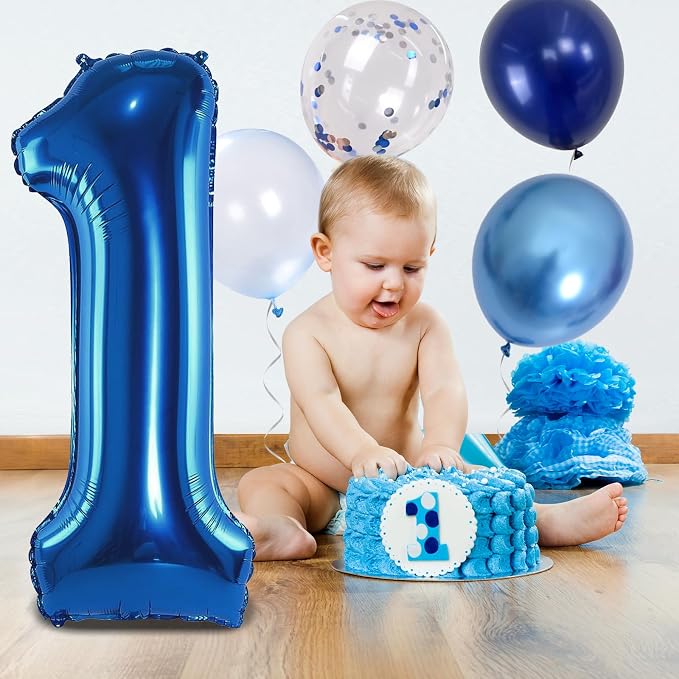 Dark Blue Number 1 Balloon 40 Inch, Large Balloon 1 - Image 3