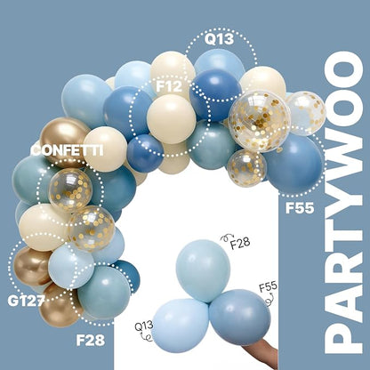 PartyWoo Dusty Blue Balloons 66pcs Pack Light Blue Latex Balloons | Baby Slate - Image 3