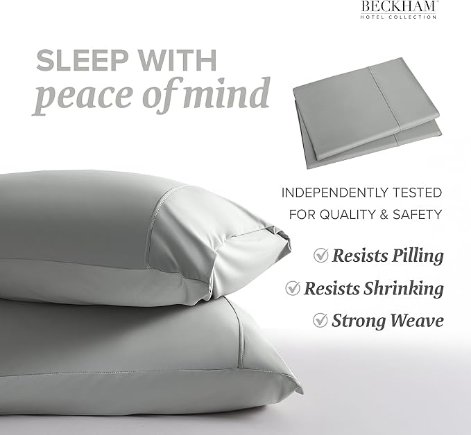 Beckham Hotel Collection Cooling Pillowcases for Hot Sleepers, King Size Set of 2, Cool Bedding, Envelope Closure, Silky Soft, Breathable, Moisture-Wicking, Dark Gray