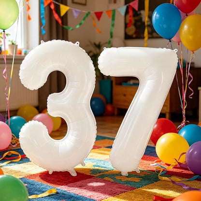 10 Pcs Number Balloons 32 Inch White 0-9 Number Mylar Foil Balloons White - Image 7