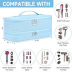 Travel Carrying Case Compatible with Shark Flexstyle/FlexFusion/Hair Dryer,Double-Layer Hair Hot Tools Storage Bag Fits for Dyson Airwrap Styler/Supersonic Hair Dryer and Attachments,Blue-Bag Only