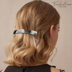 French Amie Oblong Handmade 3.5" Celluloid Automatic Hair Clip Barrette French Hair Clip for Women Strong Hold Set of 2 No Slip Durable Paris Hair Accessories, Made in France (Ivory Black and Opera)