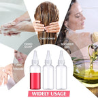 Eccliy 60 Pieces 2 oz 60 ml Plastic Bottles Applicator with Twist Top Cap Pet Refillable Plastic Empty Applicator Bottle for Hair with Clear Twist Top Cap for Hair Oils and Liquids