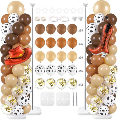 Skylety 2 Sets Western Balloon Column Stand Kit Cowboy Brown Cow Print Balloon by Skylety