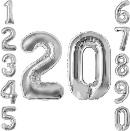 Silver Number 20 Balloon 40 Inch, Sleek Foil by Unknown