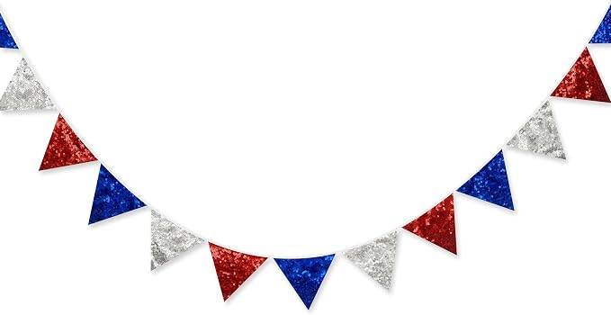 pinkblume Red Blue Silver Decorations Double Sided Sequin Fabric Triangle by pinkblume