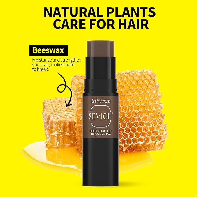SEVICH Dual-Ended Root Touch Up Stick - Waterproof Hairline Enhancer for Sparse Hairlines & Gray Coverage, Non-Sticky Scalp Concealer with Beeswax, Instant Volume & Natural Look (Light brown)