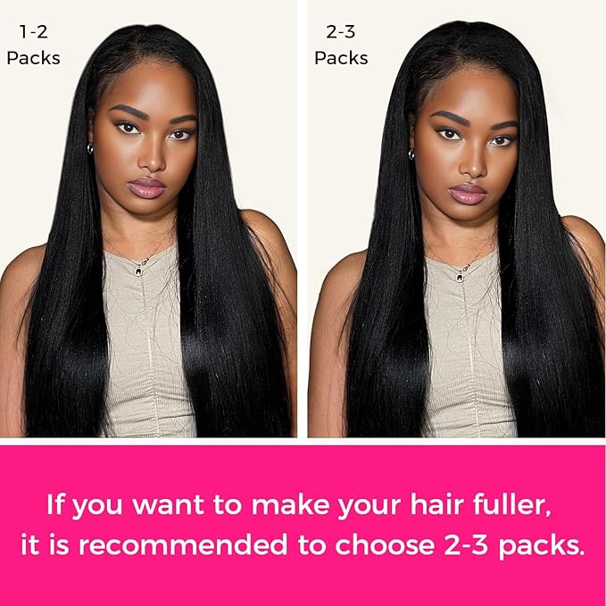 Lashey Seamless Clip in Hair Extensions Human Hair 7pcs 110g Light Yaki Straight Human Hair Extensions #1 Jet Black 18 Inch Clip in Hair Extensions for Women