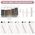 Bobby Pins and Hair Pins Combo Box 480PCS, Black Brown Gold Bobby Pins and U Shape Hair Pins Brown for Women, 2" 2.4" and 2.6" Bulk