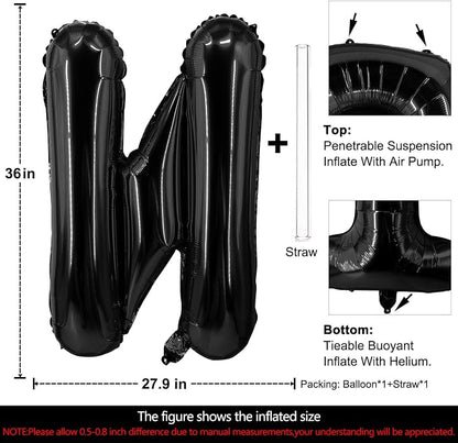 Lovoir 40 Inch Large Black Letter N Balloons Big Size Jumbo Mylar Foil Helium - Image 2