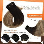 Full Shine Balayage Clip in Hair Extensions 12 Inch Hair Extensions Clip in Balayage Off Black Fading to Brown with Medium Blonde Remy Hair for Short Hair 3 PCS 60 Grams