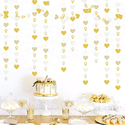 Engagement Bachelorette Party-Decorations White-Gold Garland - 52Ft Heart Ring - Image 5