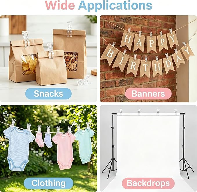 15-Piece Balloon Arch Clips, 3.5" Heavy Duty Clear Spring Clamps | Suitable - Image 6