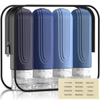 Travel Bottles for Toiletries, 3oz TSA Approved Travel Size Toiletries, Silicone Leak-Proof Refillable Containers, Squeezable Liquid Essentials Bottles W/Clear Bag (BLUE)