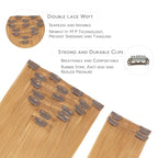 WENNALIFE Human Hair Clip In Extensions, 18 Inch 150g 9pcs, Strawberry Blonde Remy Hair Extensions, Real Hair Coloured
