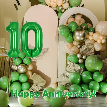 Dark Green Number 0 Balloon 40 Inch, Big Large Foil Helium Number Balloons - Image 6