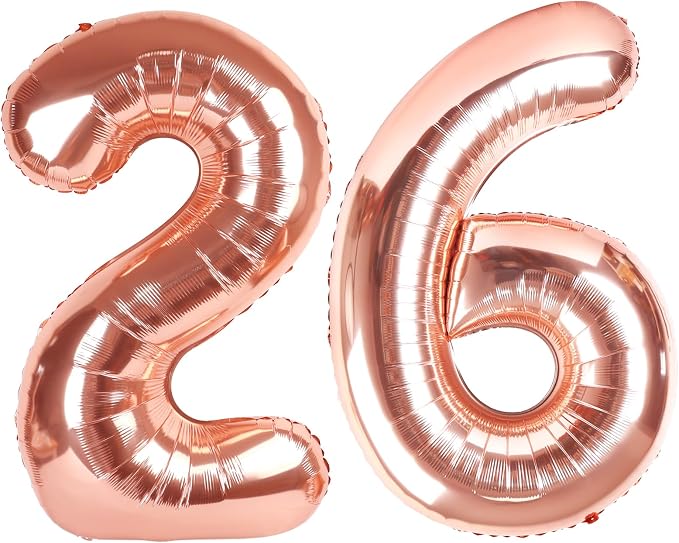Number 26 Balloons 40 Inch for 26 62 Birthday Party Decorations, Rose Gold | by Mluchee